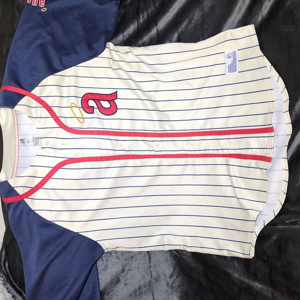 Men Los Angeles Angels Size Large Striped Baseball Shirt